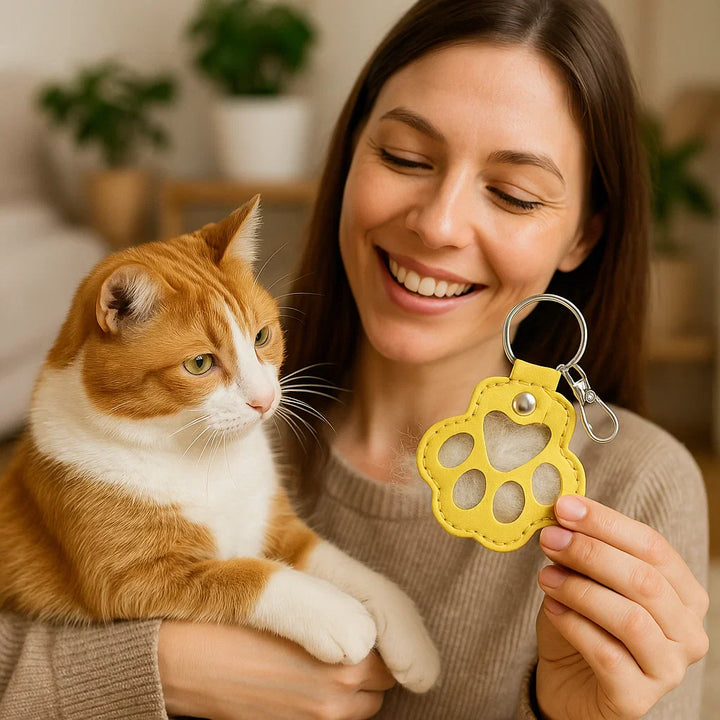 Edler Leder Gedenk-Schlüsselanhänger für Tierhaare von Hund & Katze, langlebiges Andenken.