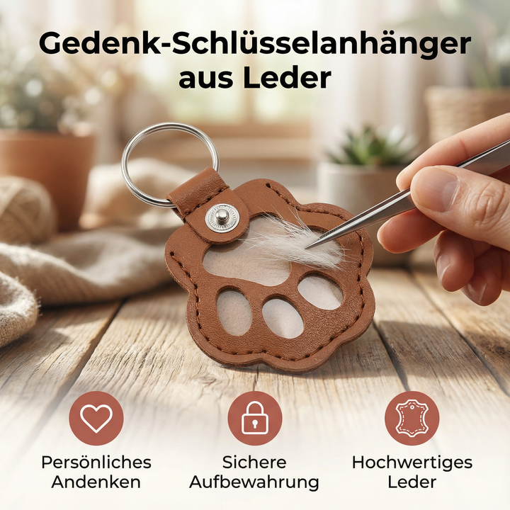 Hochwertiger Leder-Schlüsselanhänger, Gedenkstück für Tierhaare, Erinnerung an geliebte Haustiere.