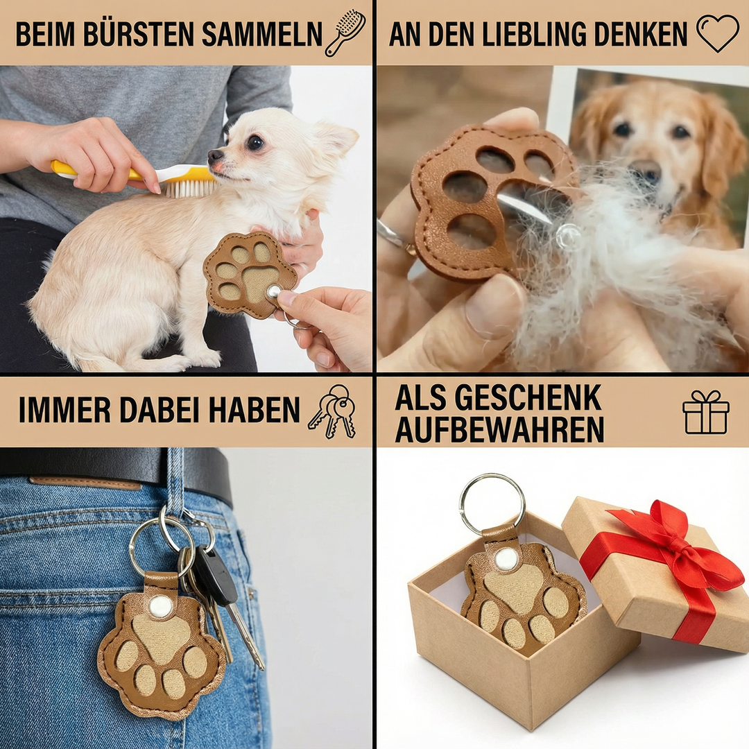 Eleganter Leder-Gedenk-Schlüsselanhänger für Katzenhaare, ein liebevolles Andenken an Ihre Katze.