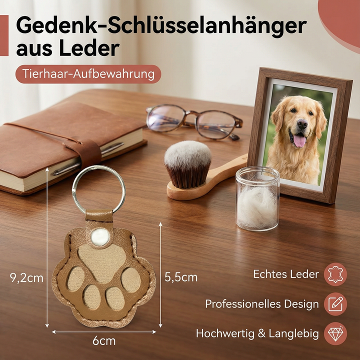 Sentimentaler Leder-Schlüsselanhänger, bewahrt Tierhaare als Andenken an Ihr geliebtes Haustier.