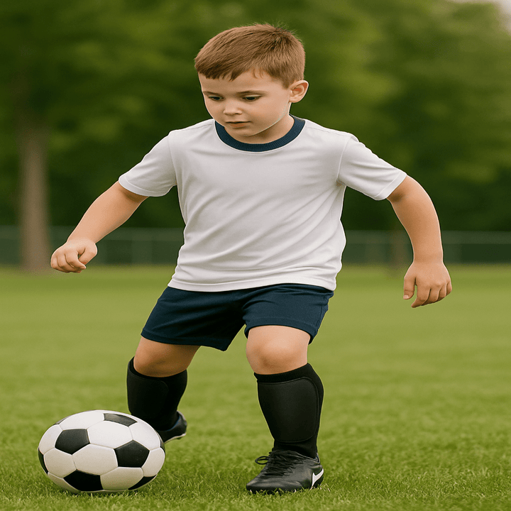 Ultraleichte Fußball Schienbeinschoner, schwarz, für hohen Tragekomfort & Bewegungsfreiheit im Spiel.