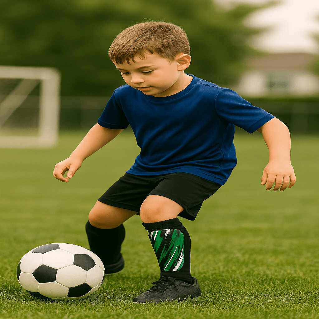 Robuste & bequeme Kinder Fußball Schienbeinschoner für optimalen Beinschutz während intensiver Spiele.