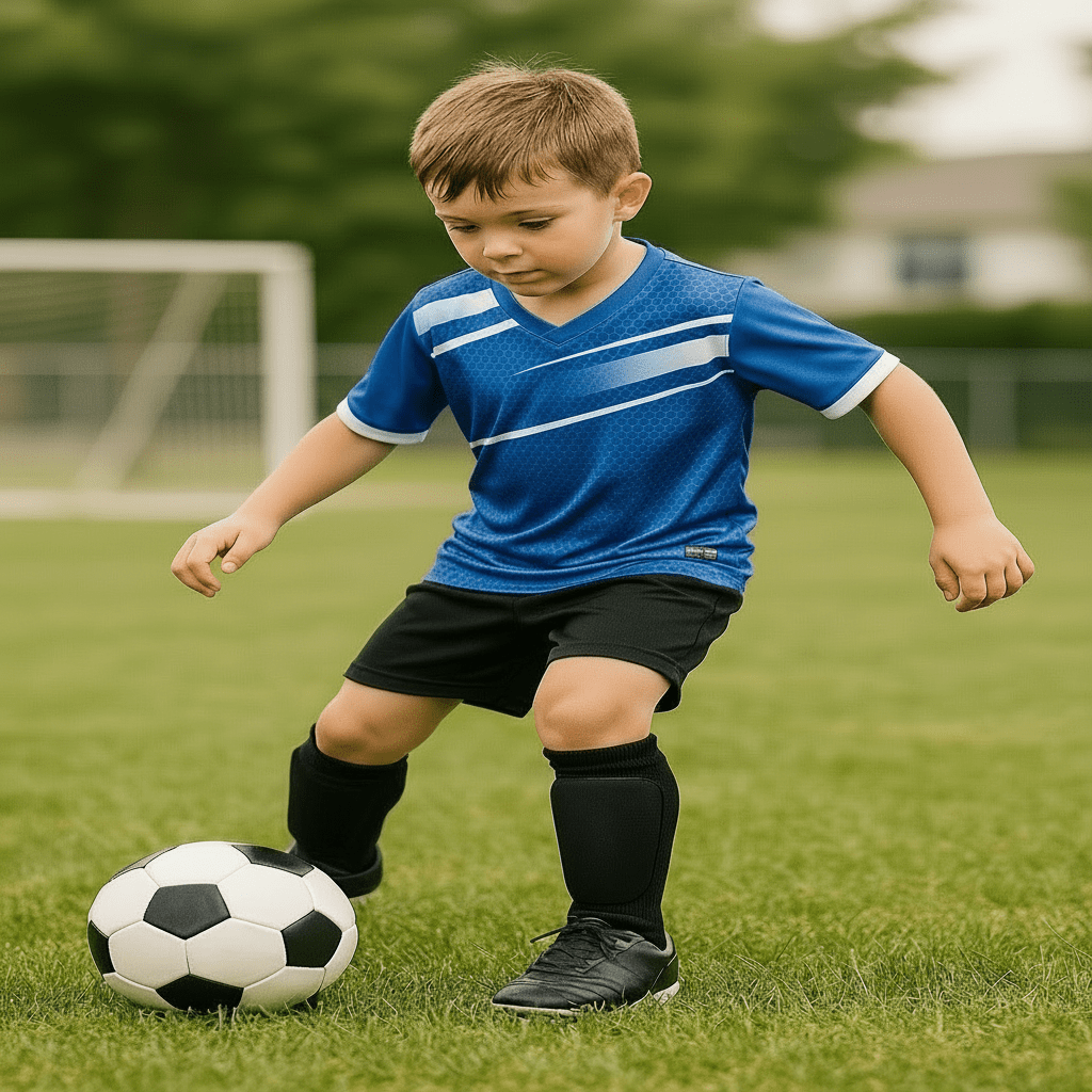 Robuste Fußball Schienbeinschoner mit stoßdämpfender Polsterung für sicheren Schutz im Sport.