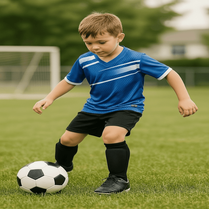 Robuste Fußball Schienbeinschoner mit stoßdämpfender Polsterung für sicheren Schutz im Sport.
