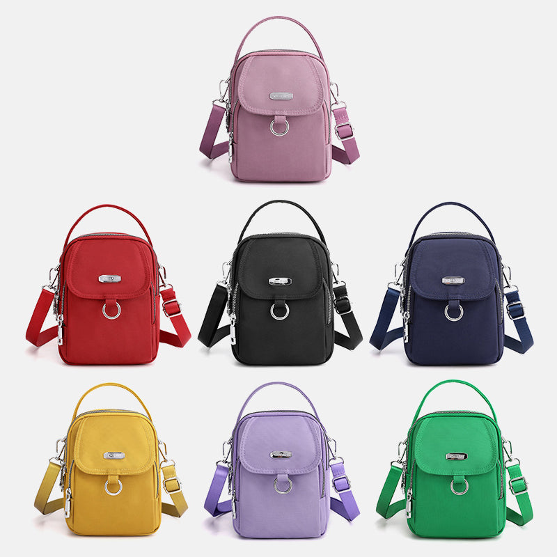 Schwarze wasserdichte Damen Handtasche mit Organizer Fächern, praktisch für den Alltag.