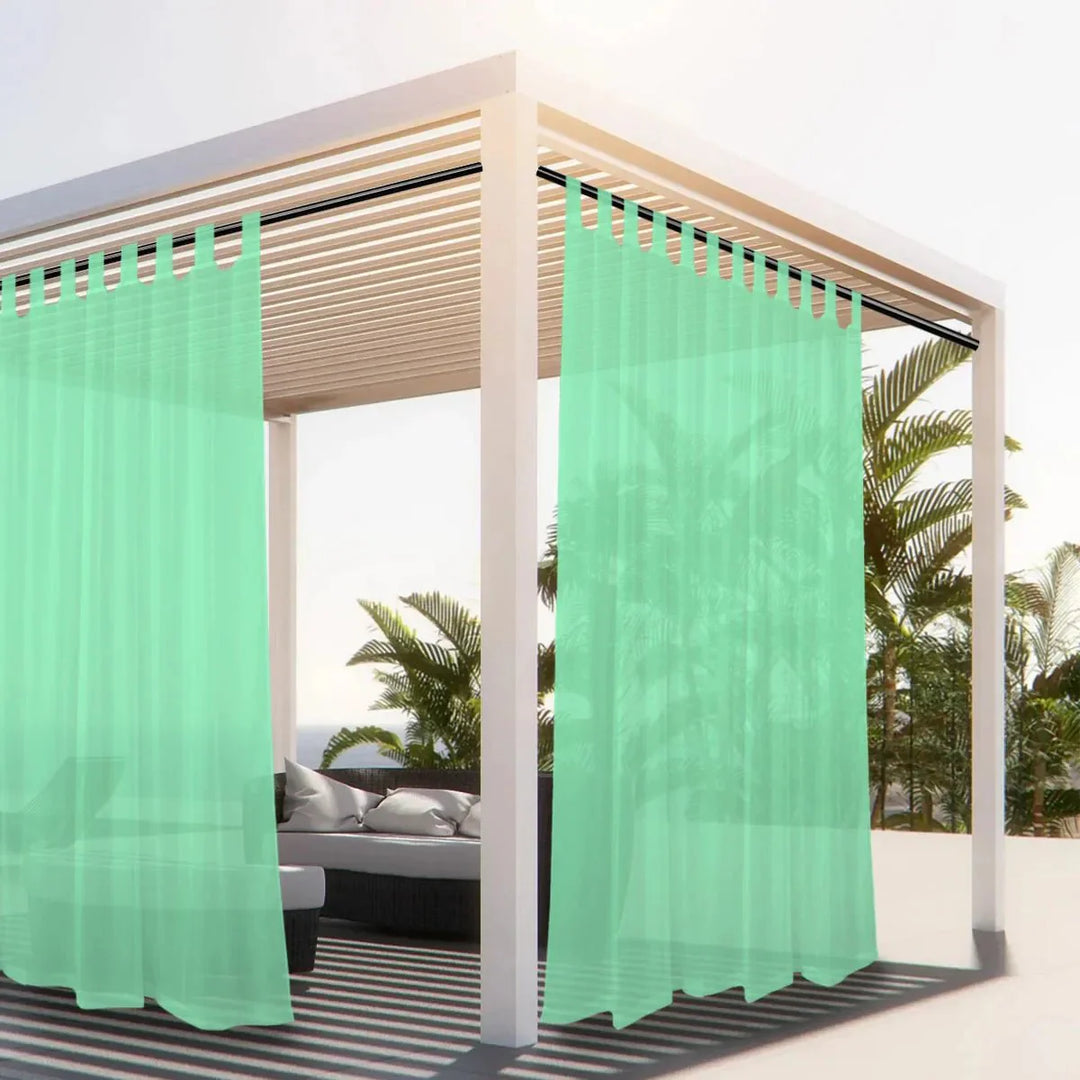 Hochwertiger Leinen Vorhang für den Außenbereich, ideal als Garten Dekoration & Sonnenschutz an Pergola.
