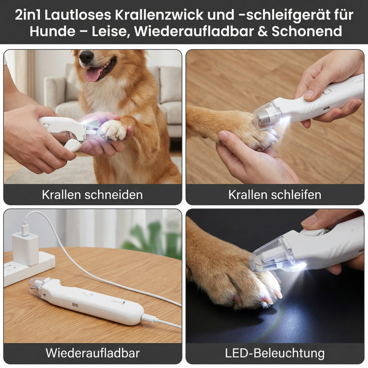 Effizienter Hunde-Krallenschneider & -Schleifer mit Akku für sichere und schnelle Pfotenpflege.