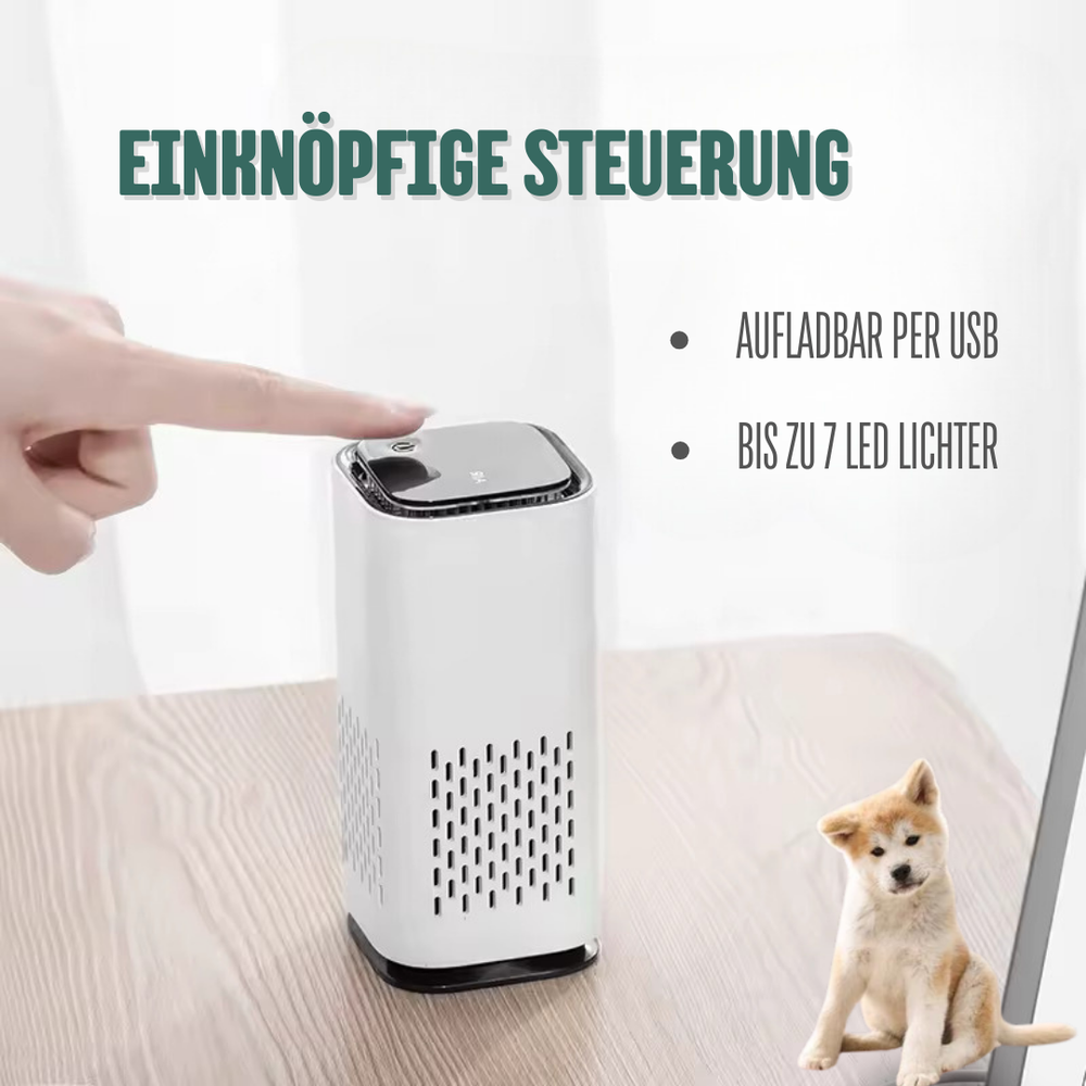 Kompakter Geruchsentferner für Tiergerüche im Auto. Ideal für Katzen- & Hundebesitzer, sorgt für saubere Raumluft.