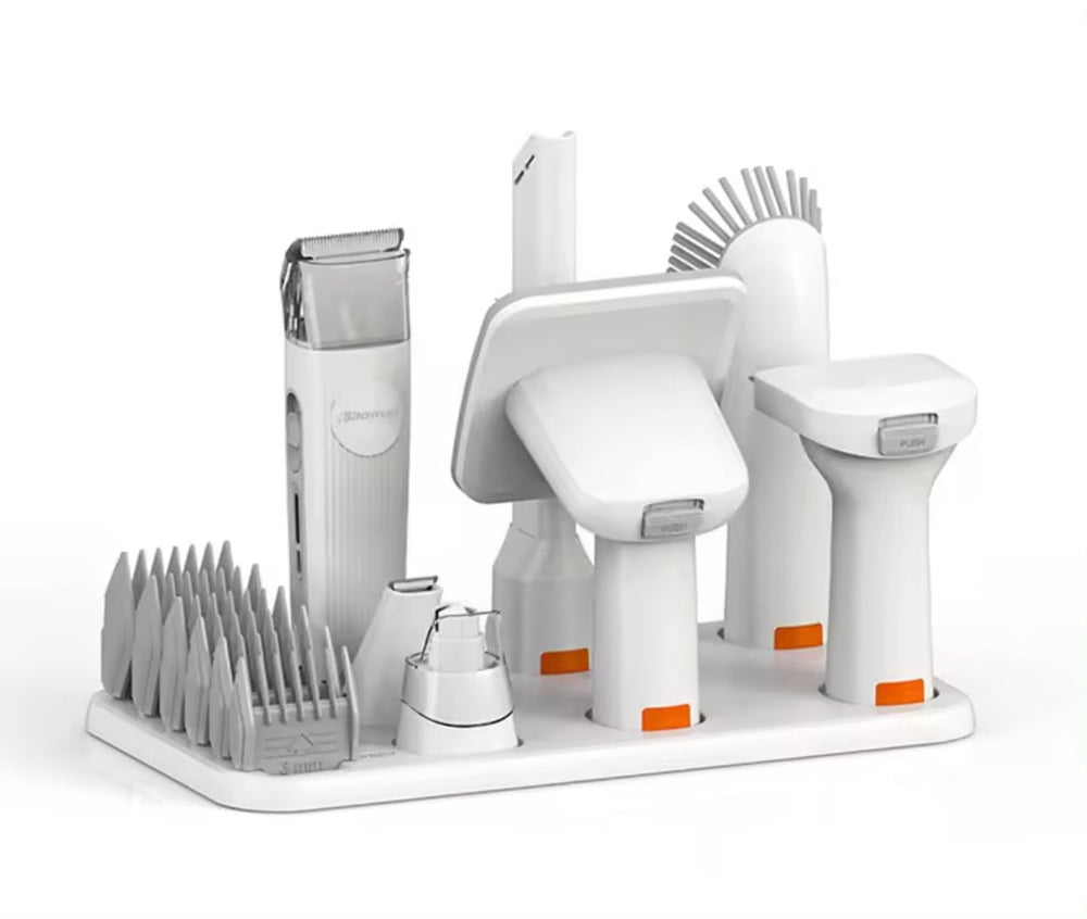 Professioneller Haarschneider mit Staubsaugerfunktion für sanfte Hundepflege und Katzenfellpflege zu Hause.