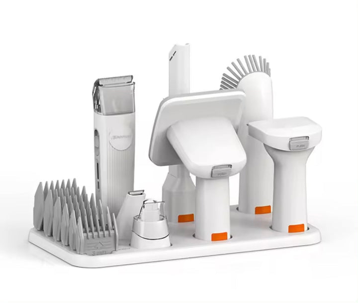 Professioneller Haarschneider mit Staubsaugerfunktion für sanfte Hundepflege und Katzenfellpflege zu Hause.