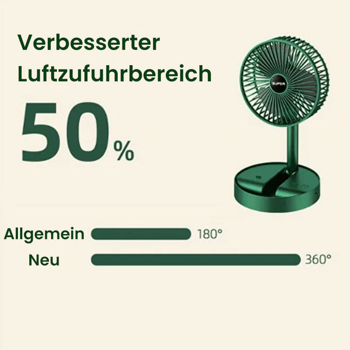 Stylischer, tragbarer USB-Lüfter, klappbar für maximale Portabilität. Sorgt für leise Erfrischung überall.
