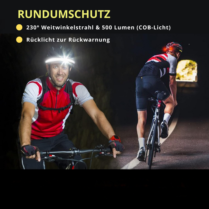 Ergonomische Stirnlampe mit verstellbarem Kopfband, breiter LED und hoher Leuchtkraft für optimalen Komfort.