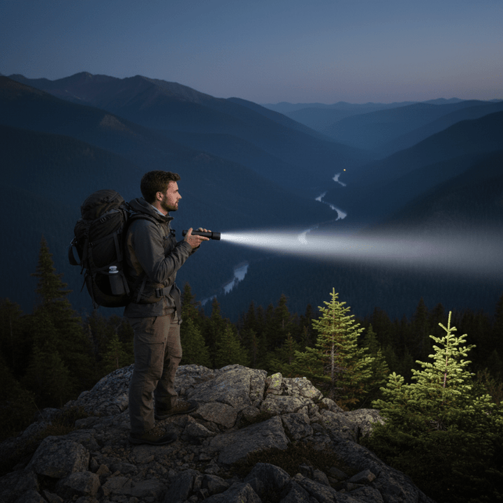 Leistungsstarke LED-Taschenlampe 100000 Lumen mit USB-Ladefunktion für Outdoor & Notfall.