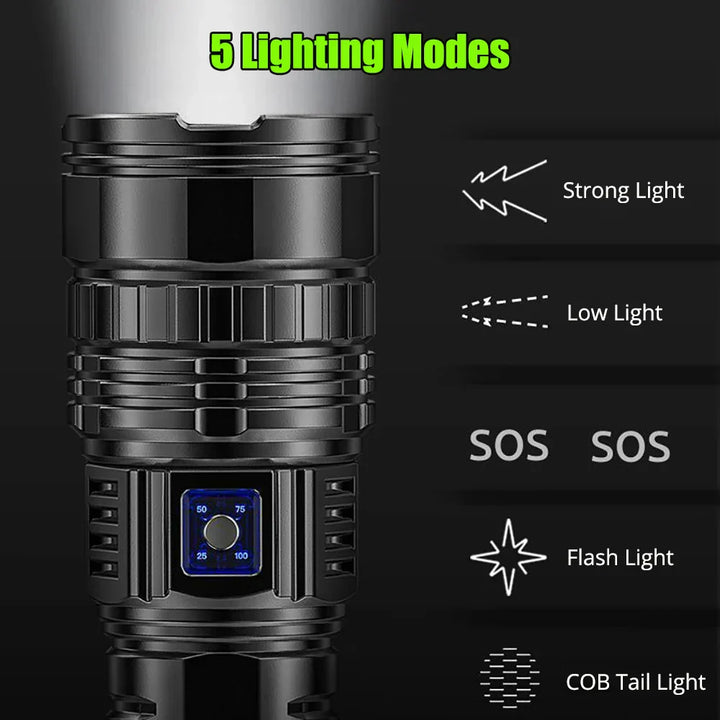 Wasserdichte 10000 Lumen LED-Taschenlampe "Striker" für Outdoor, Camping, Wandern und Notfallausrüstung.