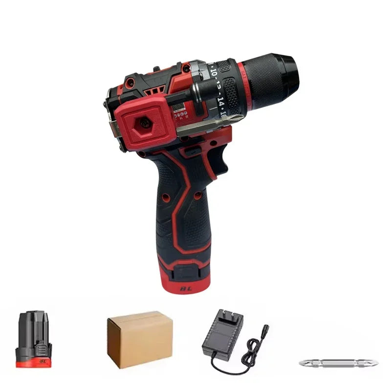 Leistungsstarker 20V Akku-Schlagschrauber von DrillMate, bürstenlos für präzises Schrauben & Bohren im Heimwerkerbereich.