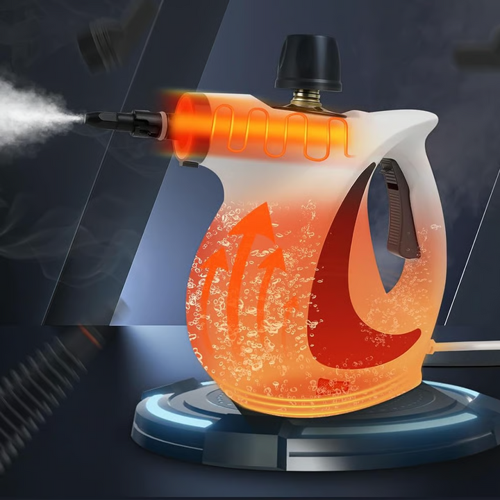 Vielseitiger Dampfreiniger für Böden, Fenster und Fugen, sorgt für hygienische Sauberkeit ohne Chemie.