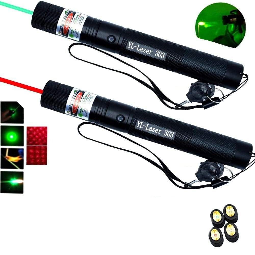 Ergonomischer Laserpointer in Schwarz mit grünem und rotem Strahl, leicht & handlich für Präzision.