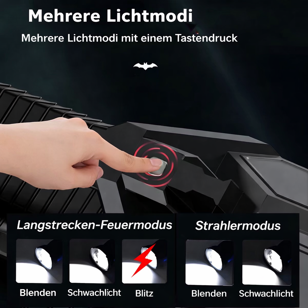Robuster LED-Suchscheinwerfer für Outdoor-Abenteuer. Leistungsstarkes, wiederaufladbares Flutlicht für Camping & Notfall.