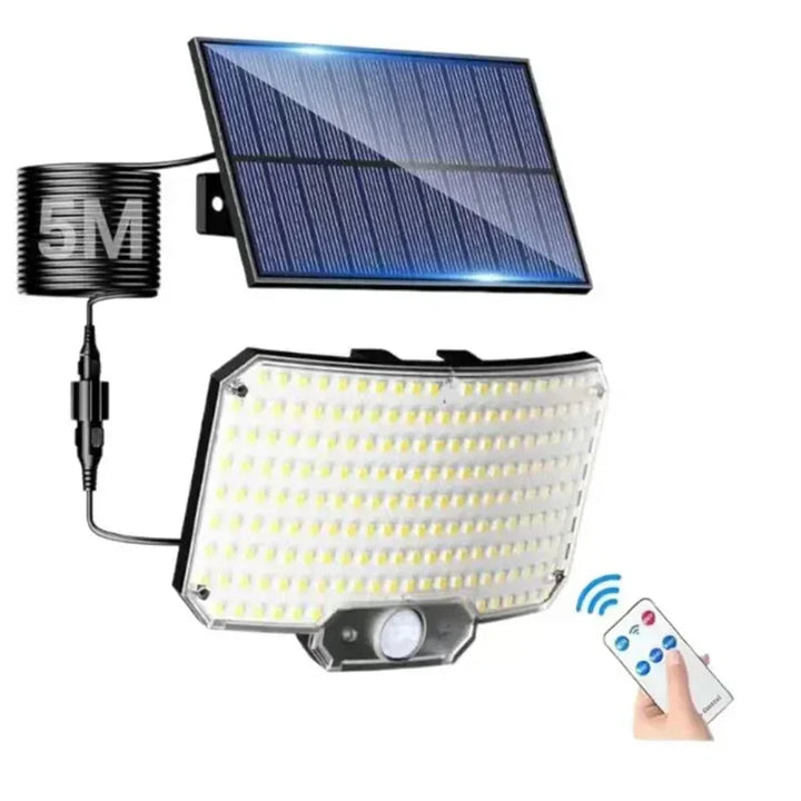 Leistungsstarker Solar Außenstrahler mit Bewegungsmelder, 3 Modi & Fernbedienung für Garten & Terrasse.