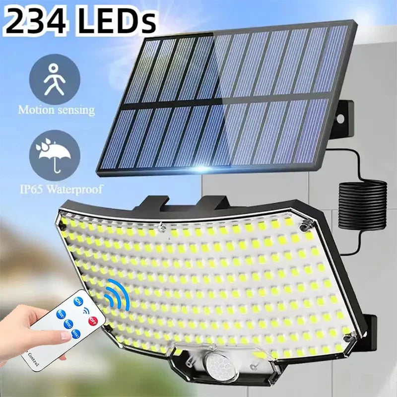 Wasserdichte LED Solar Wandleuchte für den Außenbereich mit Bewegungssensor, ideal als Sicherheitslicht.