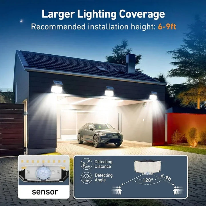Robuste Solarleuchte für den Garten, Terrasse & Einfahrt. Wasserdichtes LED Außenlicht mit Bewegungsmelder.