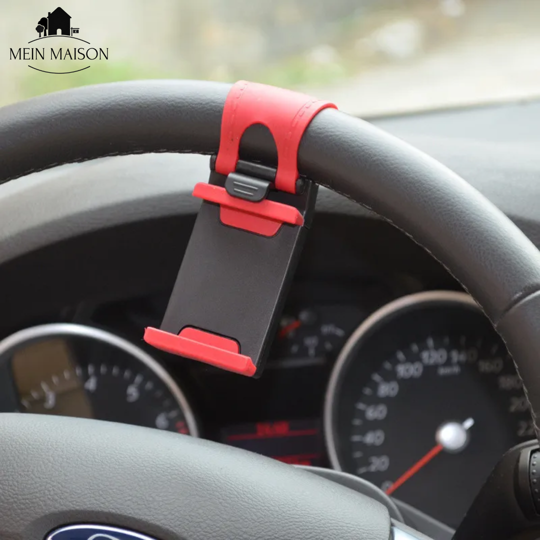 Nützliches Autozubehör: Lenkrad Handyhalterung für Mobiltelefone, ideal für Pendler und lange Fahrten.