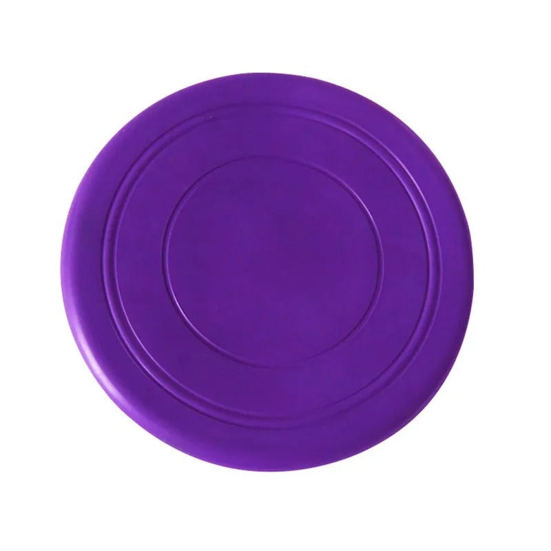 Hund fängt eine strapazierfähige Silikon-Frisbee beim Apportieren – sicheres und robustes Hundespielzeug.