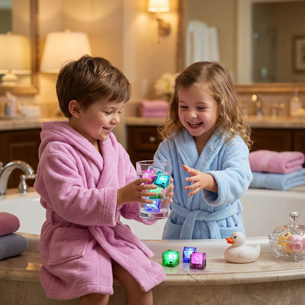 Kinderspielzeug: Leuchtende Bade Würfel für Jungen & Mädchen, ideal für spannenden Badespaß in der Badewanne.