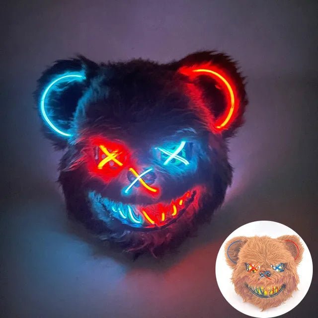Glühende LED-Maske in Neon-Grün, ideal für Halloween-Kostüm, Rave-Party und einzigartige Maskerade.