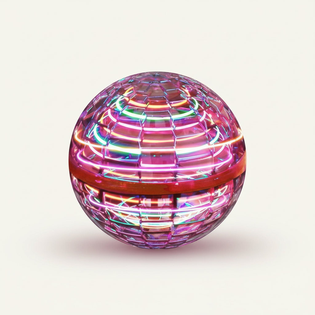 Leuchtender interaktiver Fliegender Orb Ball mit bunten LED-Lichteffekten. Perfektes Spielzeug für Kinder und Gadget.