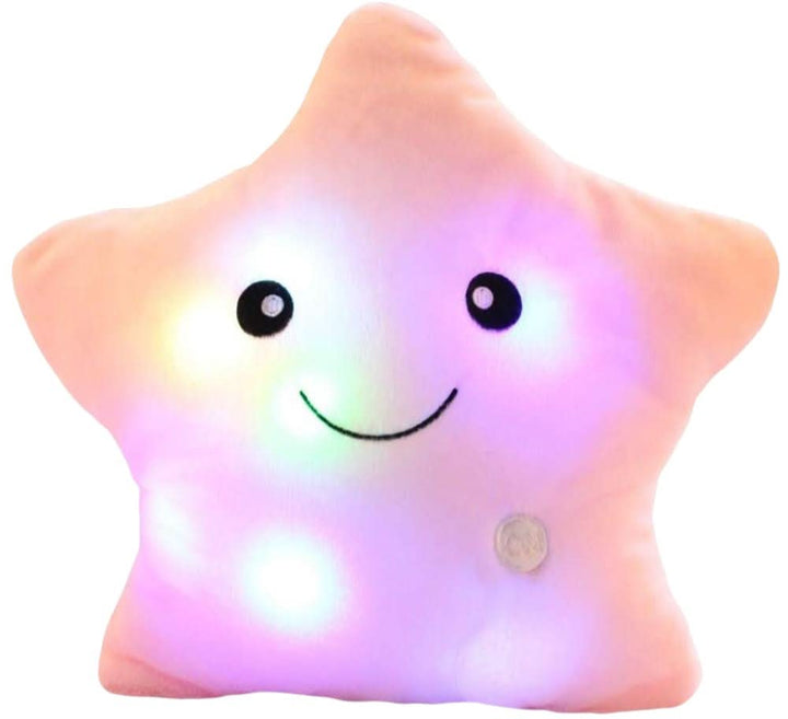 Weißer Plüsch Kuschelstern mit LED Nachtlicht. Ideal als Schlafbegleiter für Baby und Kind.