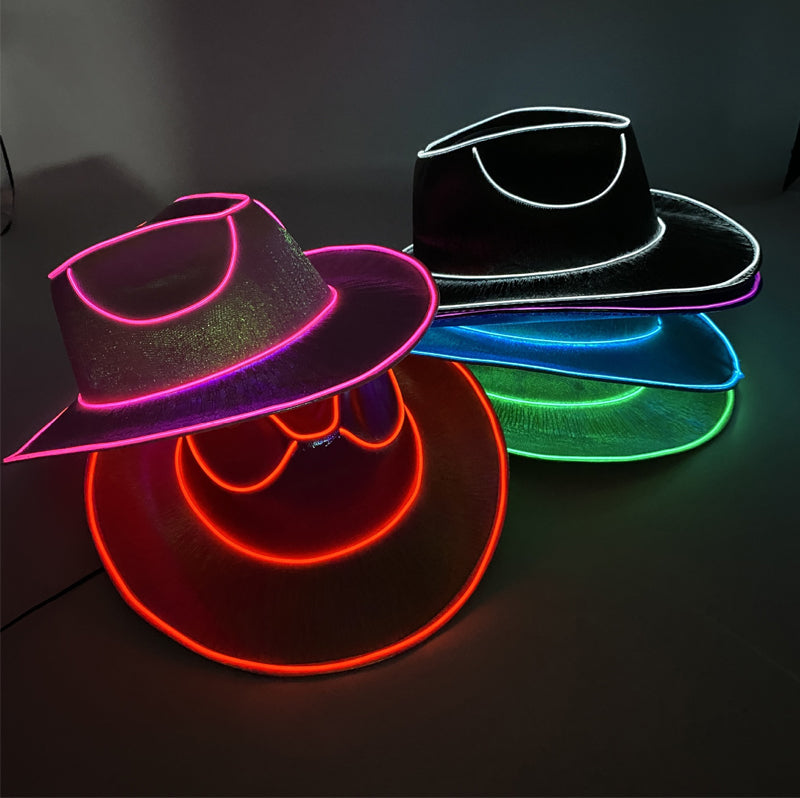 Schimmernder LED-Cowboyhut, Festival Hut mit Leucht-Effekten für unvergessliche Momente.