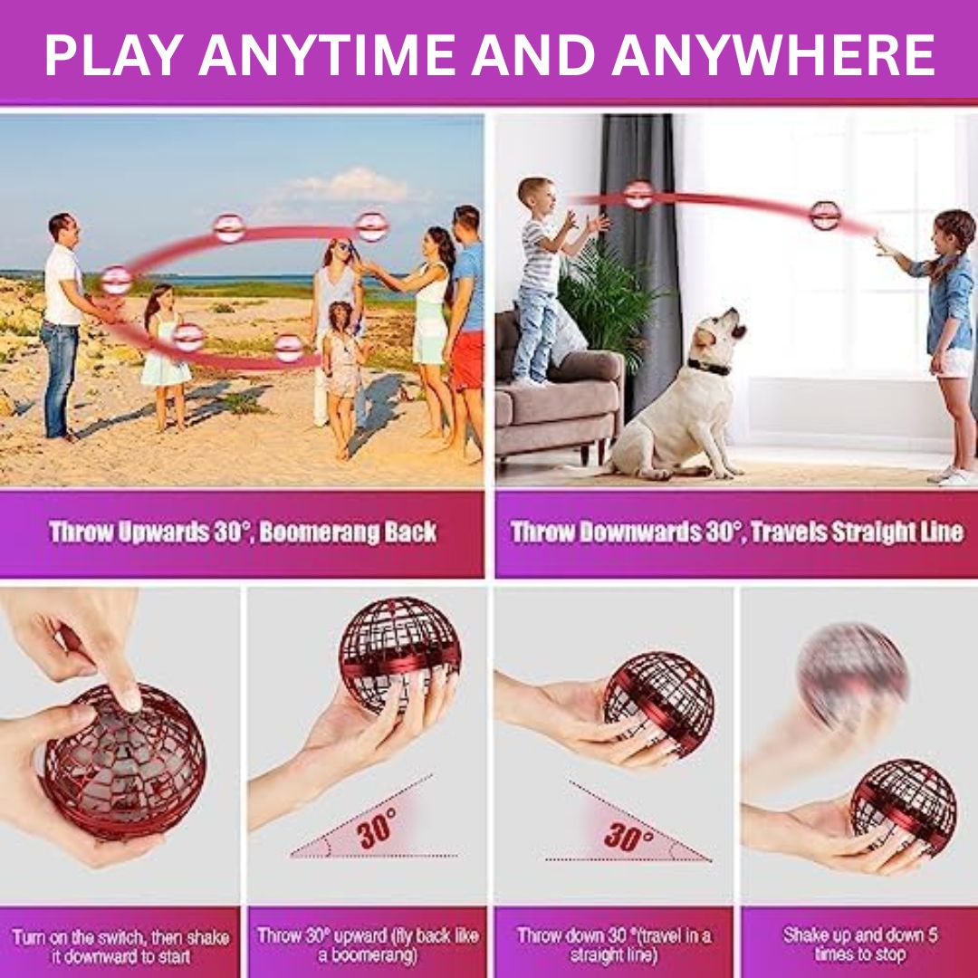 Dynamisches LED Flugsspielzeug, schwebender Ball in leuchtender Bewegung, perfektes Geschenk für Kinder.