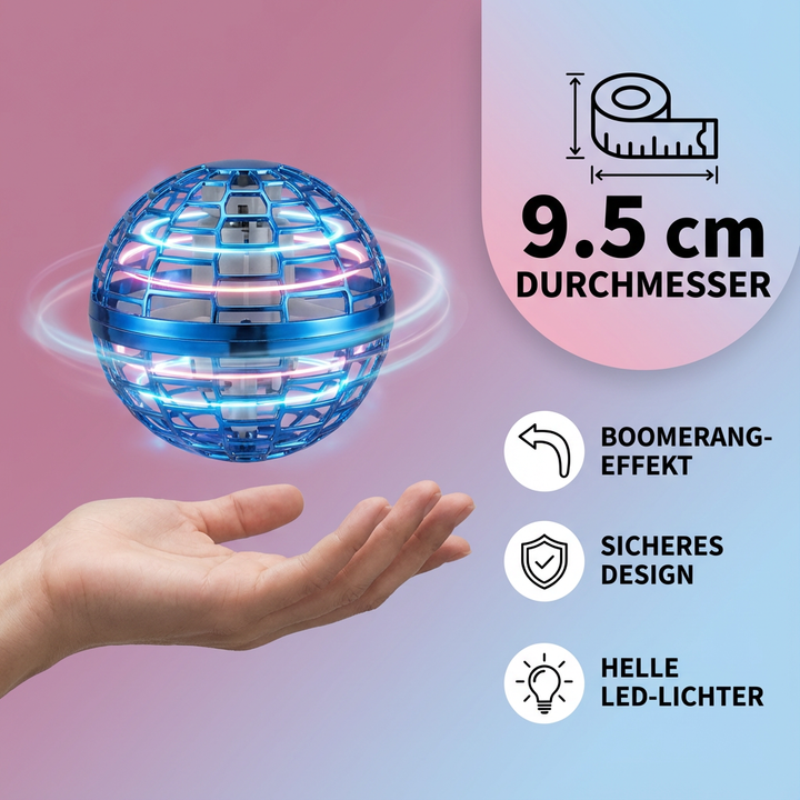 Leuchtender Spielball, fliegend und schwebend, LED beleuchtet, tolles Spielzeug für die ganze Familie.