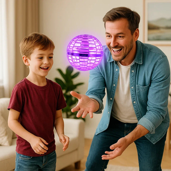 Farbenfroher LED Schwebeball, dynamisch fliegend, vielseitiges Kinderspielzeug & Erwachsenen-Gadget.