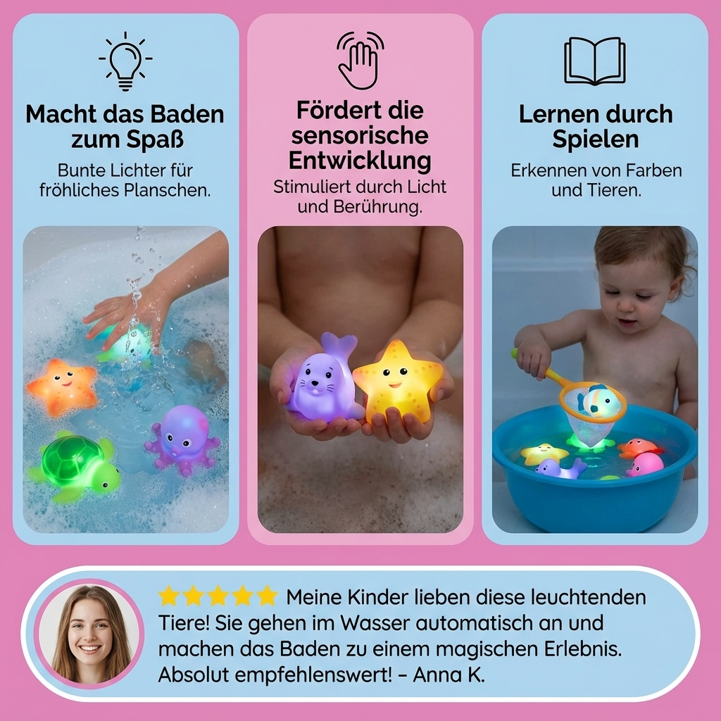 Ideales Geschenk: Leuchtendes Badespielzeug, das die Badezeit für Kinder aufregender macht. Perfekt für jeden Anlass.