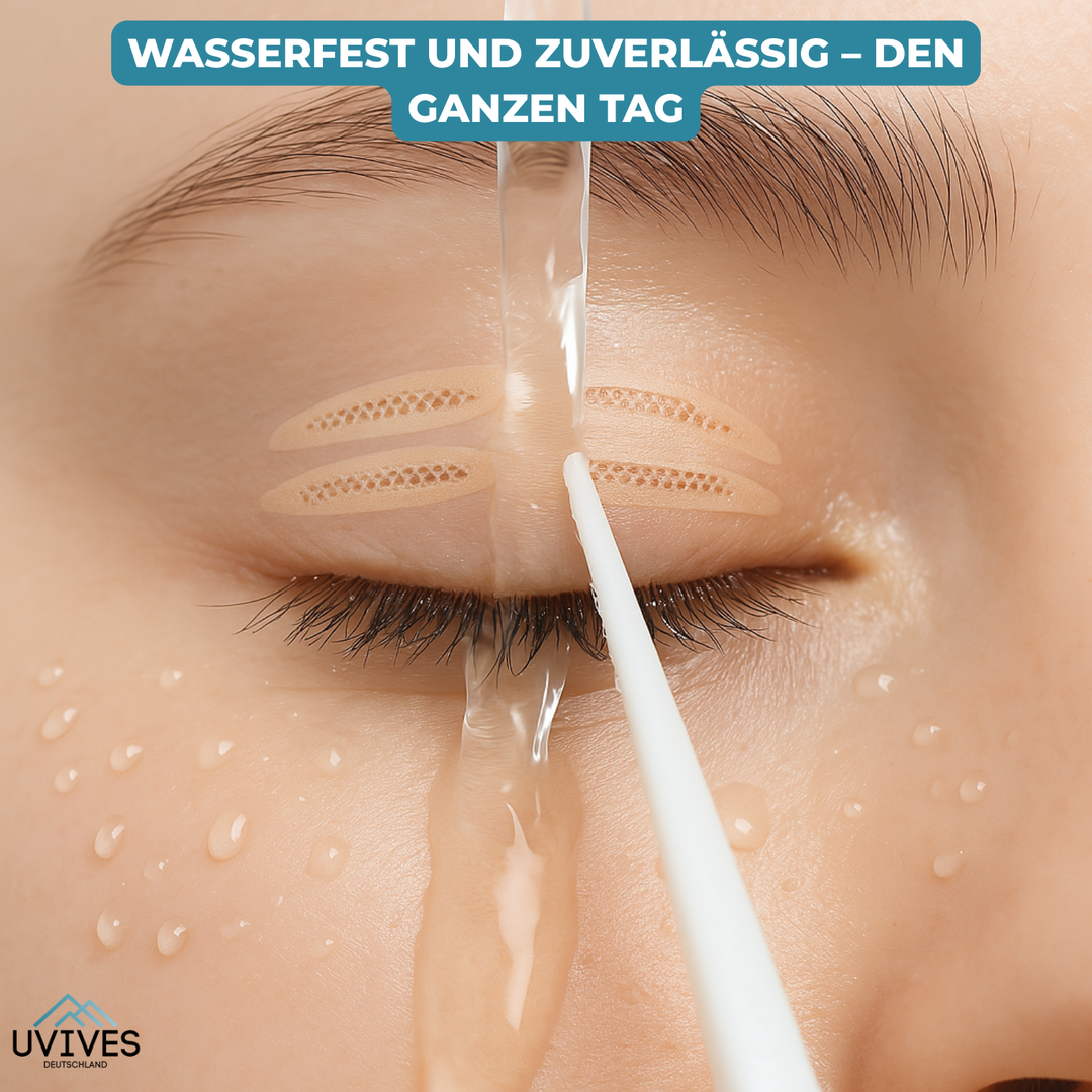 Nahaufnahme der LidGlow Anwendung für ein unsichtbares Augenlifting und straffe Lider.