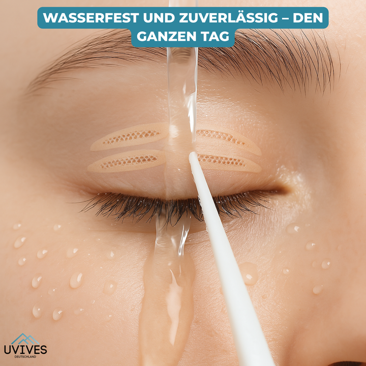 Nahaufnahme der LidGlow Anwendung für ein unsichtbares Augenlifting und straffe Lider.