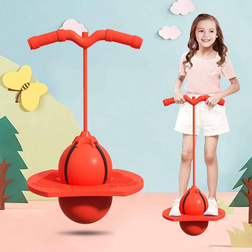 Lila Hüpfstock für Kinder, fördert Spaß und Balance, ideal für Outdoor-Aktivitäten und Bewegung.