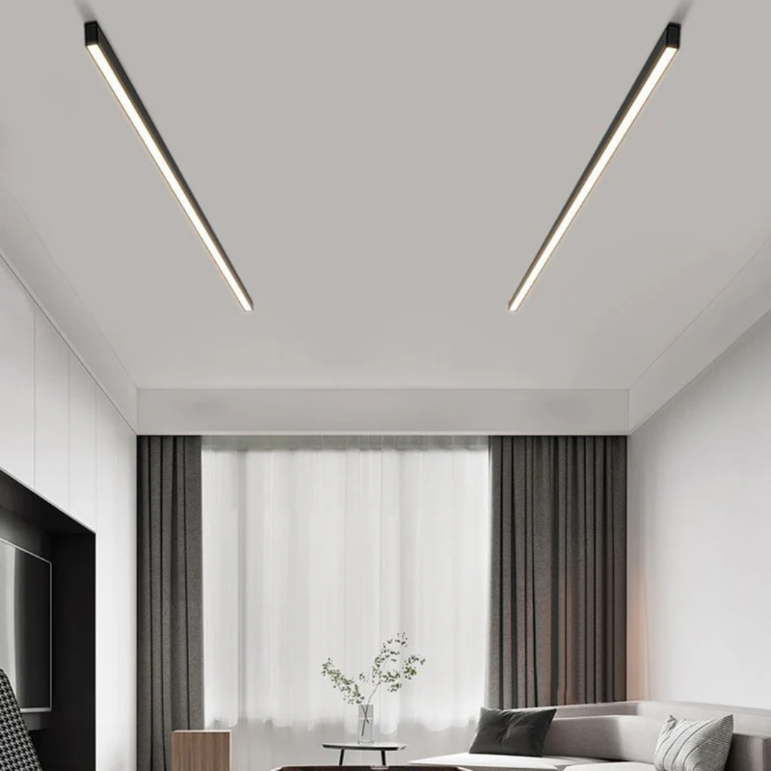 Stilvolle Stratum Lineare LED-Lampe, industriell-modernes Design für helle Wohnräume.