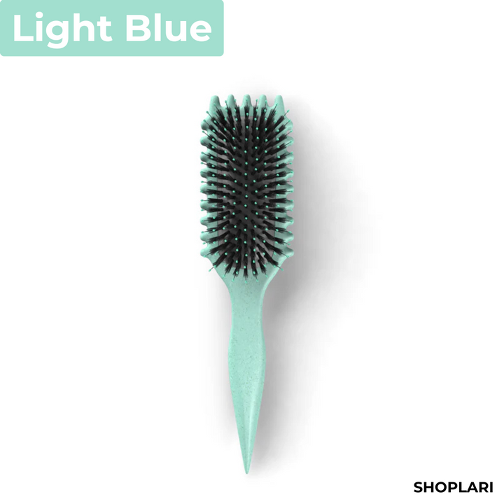 Kompakte Reisebürste für definierte Locken, perfektes Stylingwerkzeug für unterwegs und zu Hause.