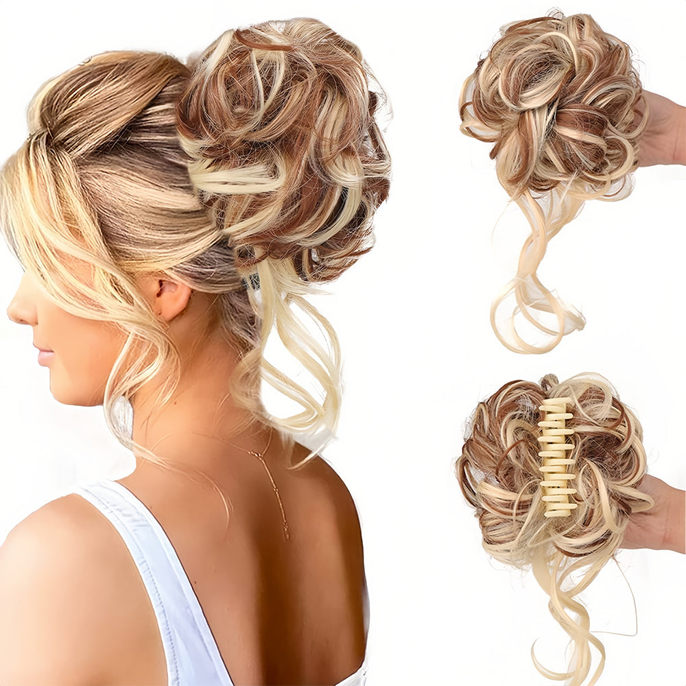 Haarteil mit Locken für sofortiges Volumen und einfache, stilvolle Hochsteckfrisuren.