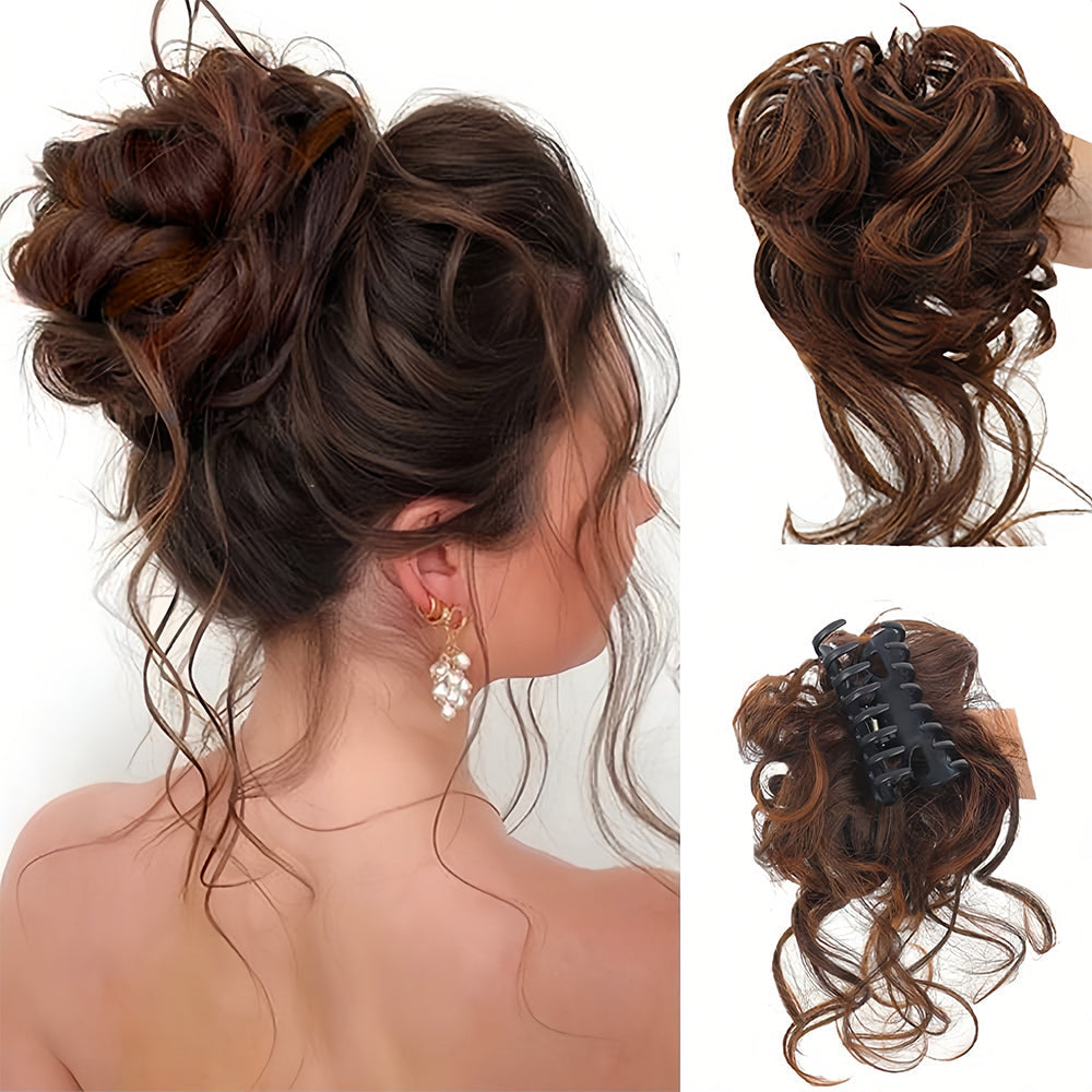 Lockiges Dutt-Haarteil, ideal für voluminöse & schnelle Hochsteckfrisuren von Damen.