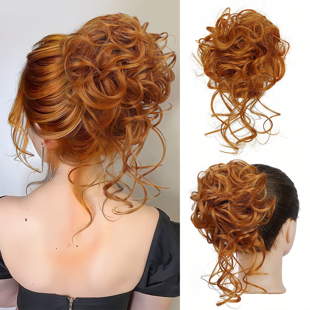 Elegantes lockiges Kunsthaar Kopfstück für voluminöse & schnelle Damen Hochsteckfrisuren.