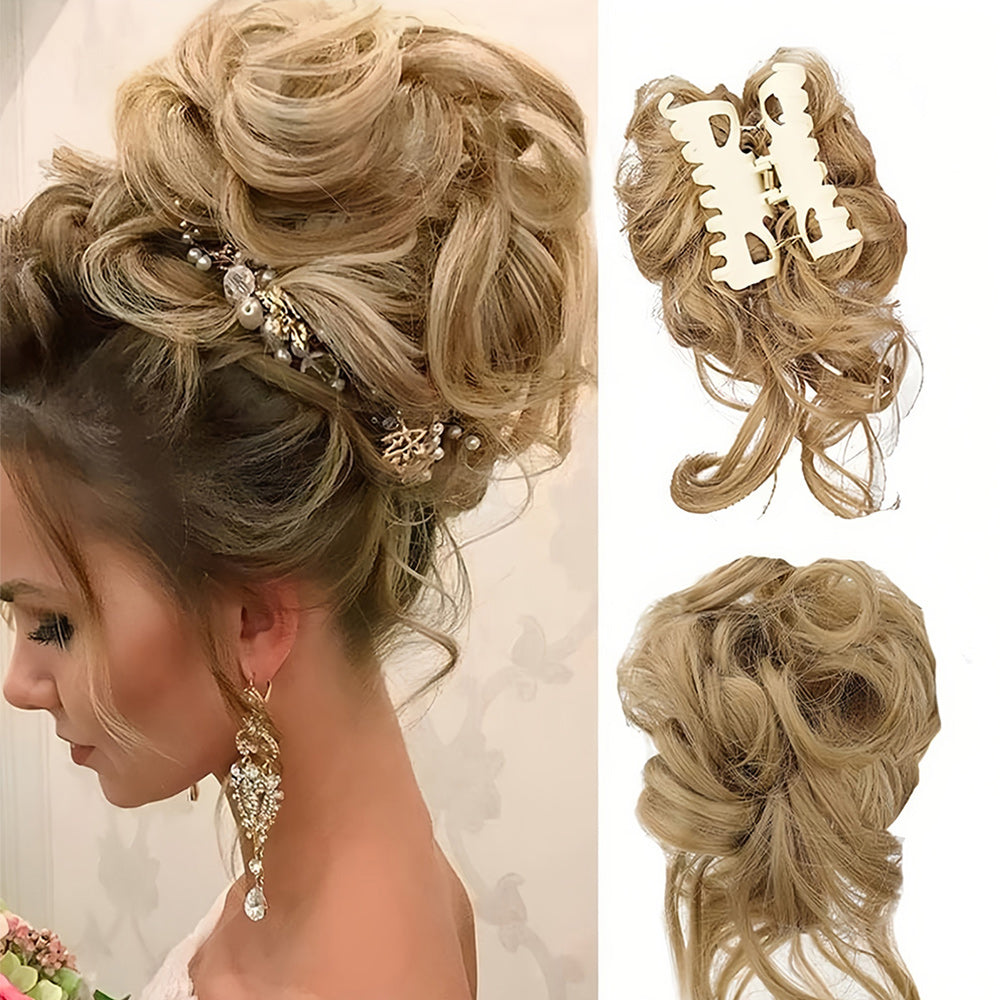 Einfaches Styling: Lockiges Haarteil für Volumen & perfekt sitzende Hochsteckfrisuren.
