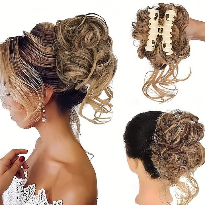 Voluminöses Kopfstück für lockiges Haar, perfekter Dutt für elegantes Styling.