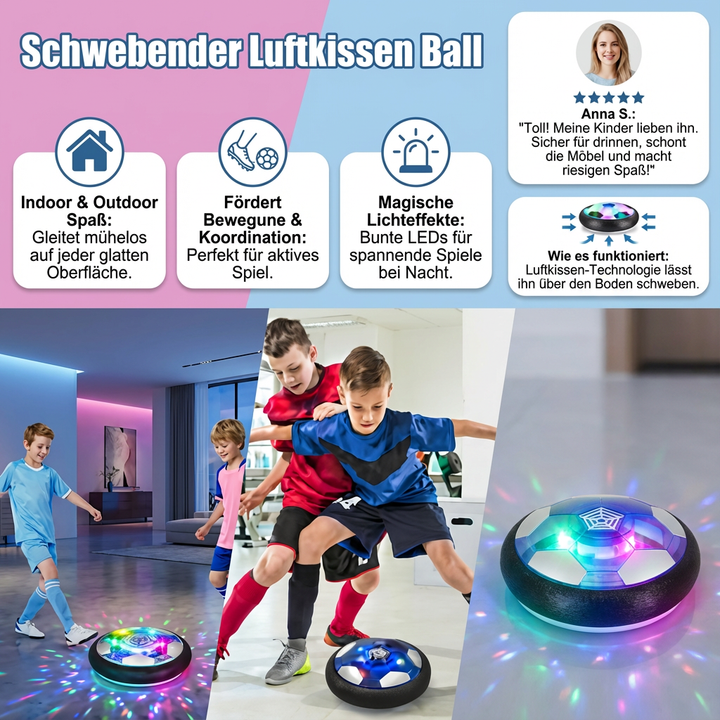 Geschenkidee für Kinder: Ein interaktiver Luftkissenball für stundenlangen, aktiven Spielspaß drinnen.
