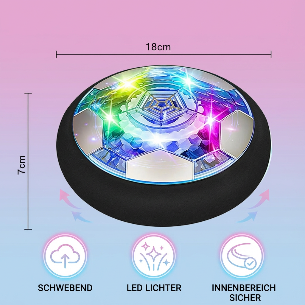 Innovativer LED-Gleitball als Indoor-Fußballspielzeug, ideal für sicheres Spielen auf glatten Böden.