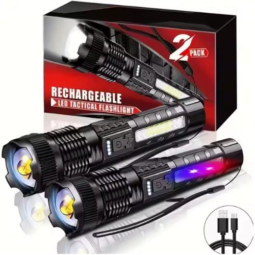 Robuste LumaShield LED Outdoor Taschenlampe mit USB-Ladefunktion. Ideal für Camping, Wandern & Notfälle.