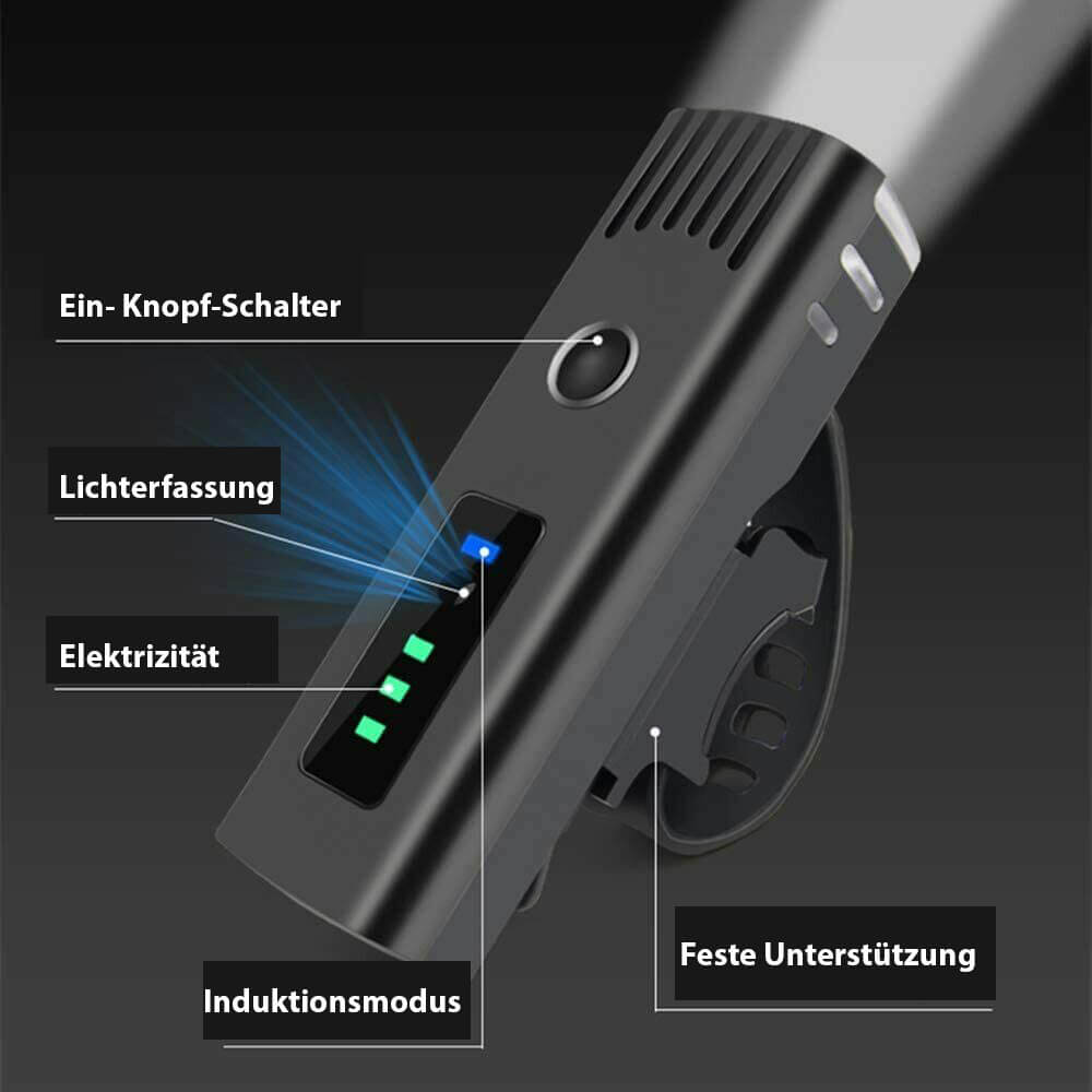 Helles LED-Fahrradlicht vorne von LumenGuard™, für maximale Sichtbarkeit & Sicherheit beim Radfahren in der Dunkelheit.